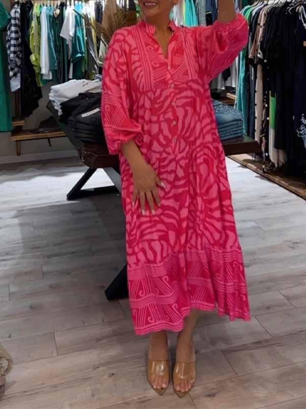 Finella™ V-Neck Printed Loose Dress