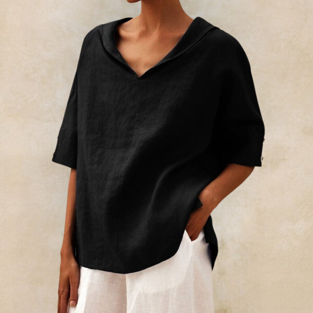 Valerie™ Women's V-Neck Casual Linen Shirt
