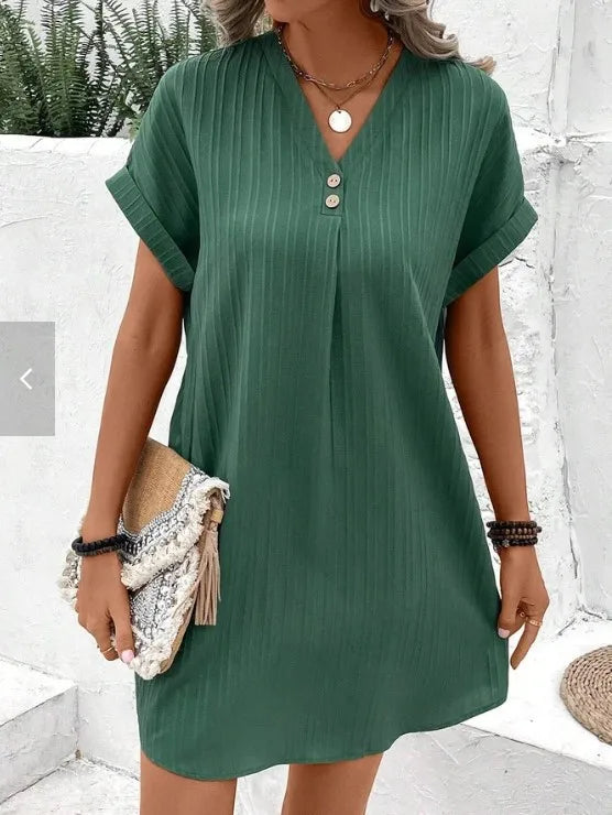 Elaine™ Elegant V-Neck Midi Dress