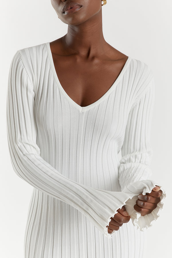 Demi™ V-neck midi dress with sleeves