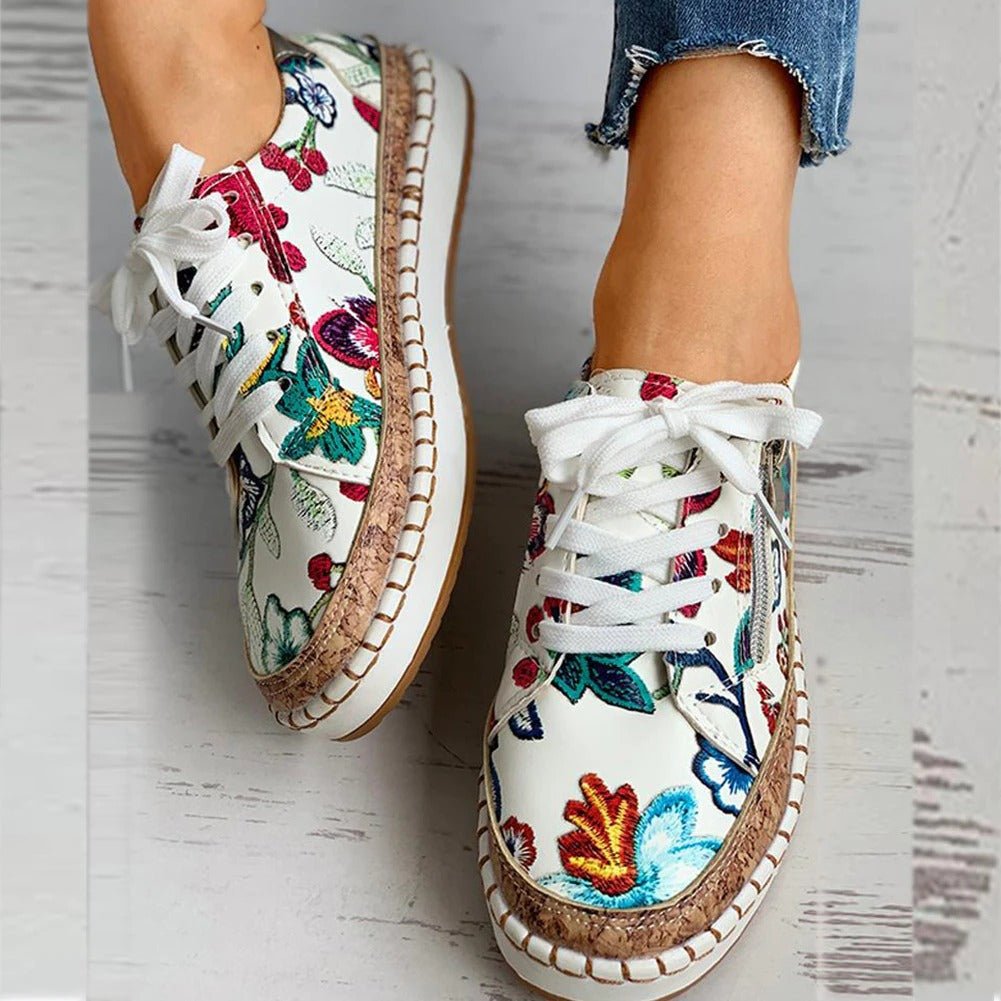 Oluchi Floral Orthopedic Zipper Sneakers