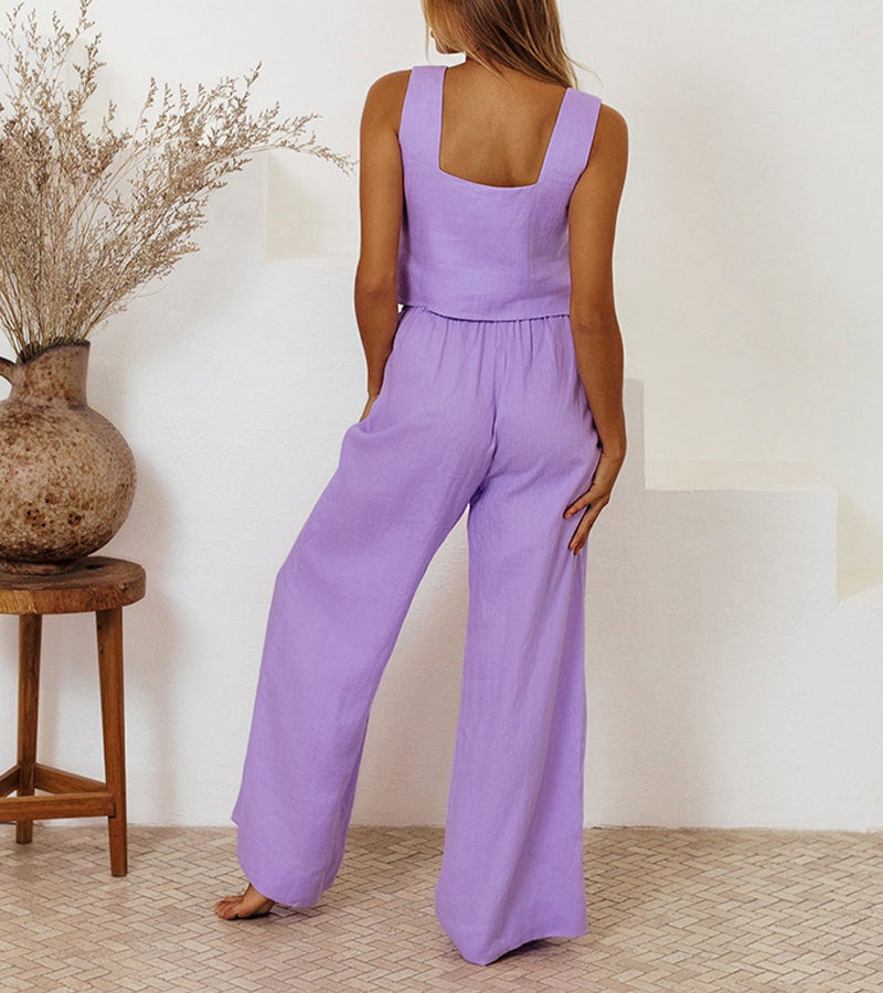 Wiola™ Minimalist Top And Wide-Leg Pants Set
