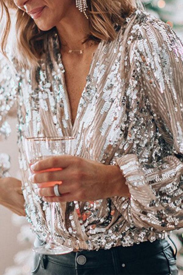 Kelila™ Sequin V-Neck Blouse
