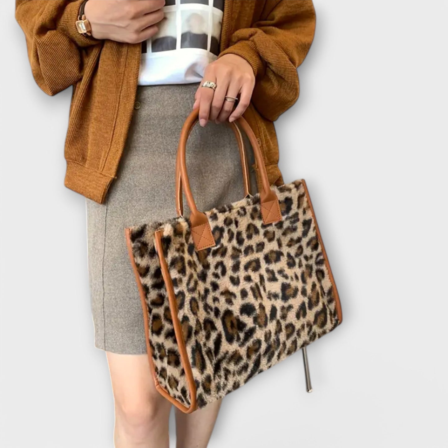 Melody™ Chic Leopard Print Plush Tote