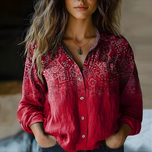 Natalie™ Printed Vintage Blouse