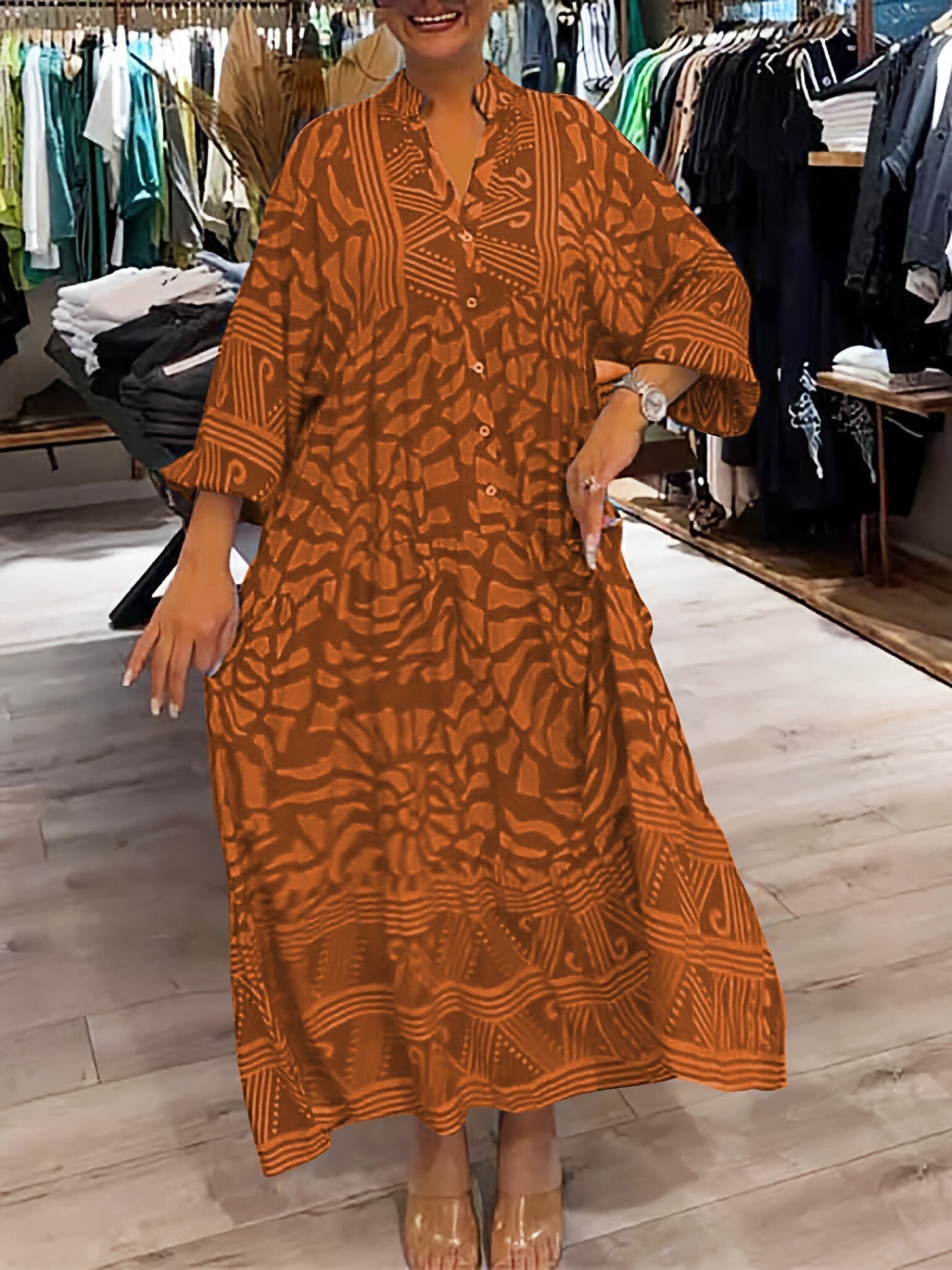Jacinda™ Printed V-neck Dress