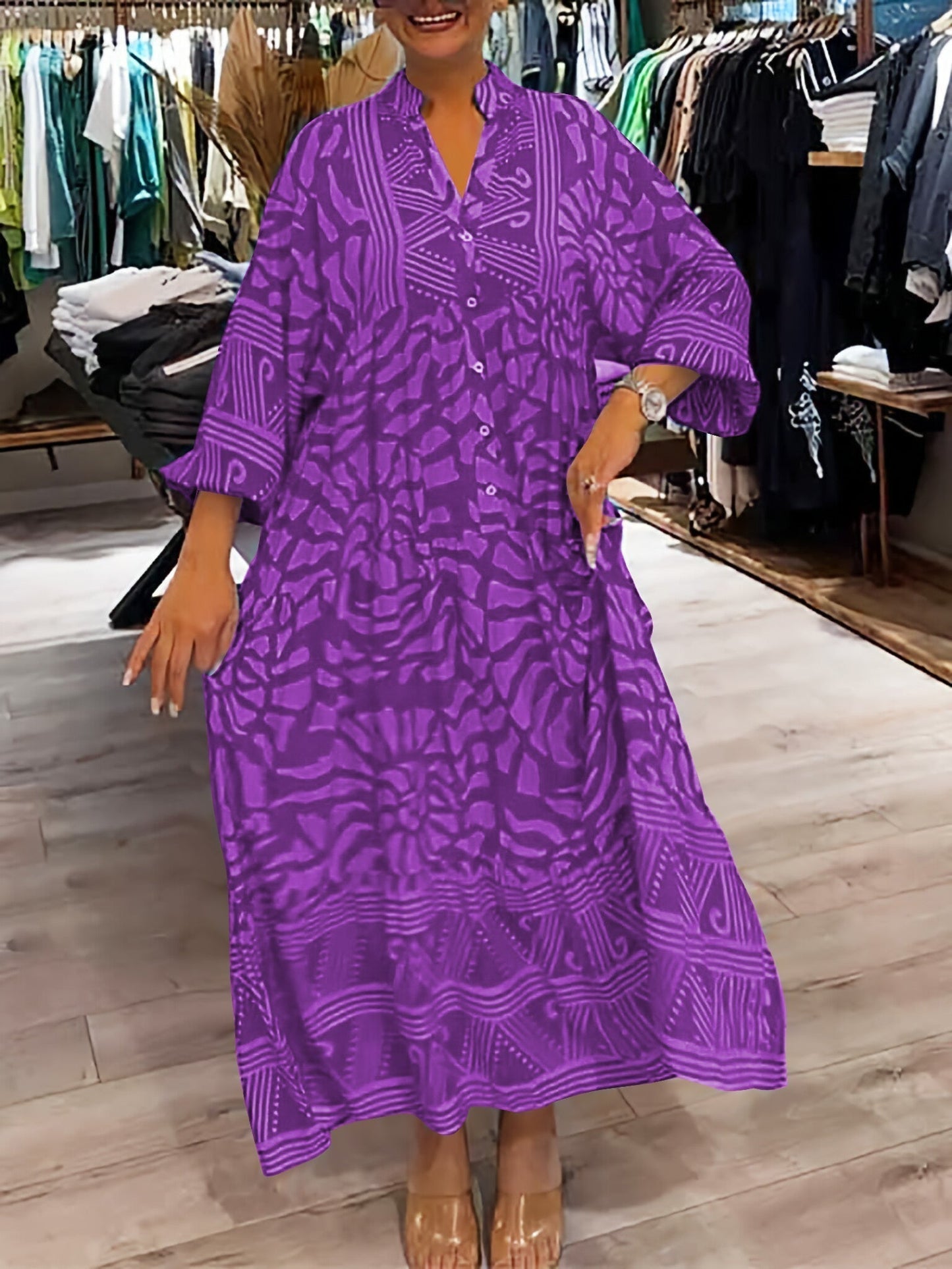 Jacinda™ Printed V-neck Dress