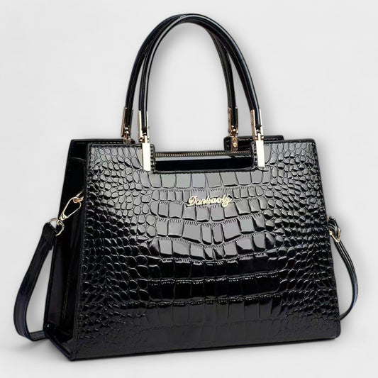 Brielle™ Glossy Crocodile Patterned Handbag