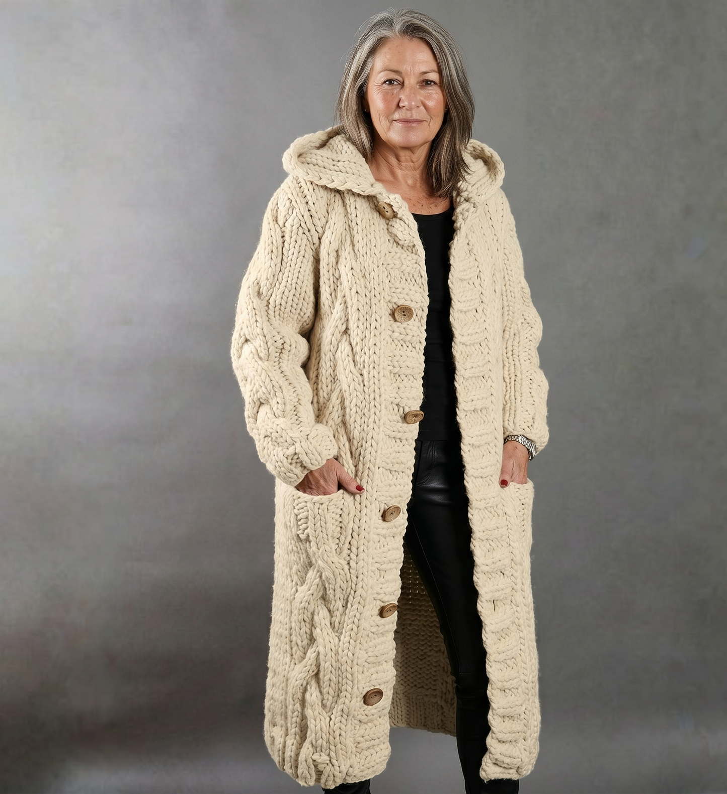 Alessia™ Elegant Cable Knit Coat