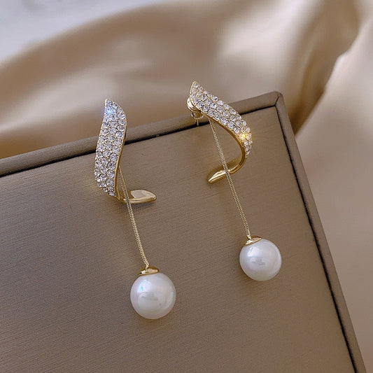 Khloe™ 925 Sterling Silver Pearl and Zirconia Dangle Earrings