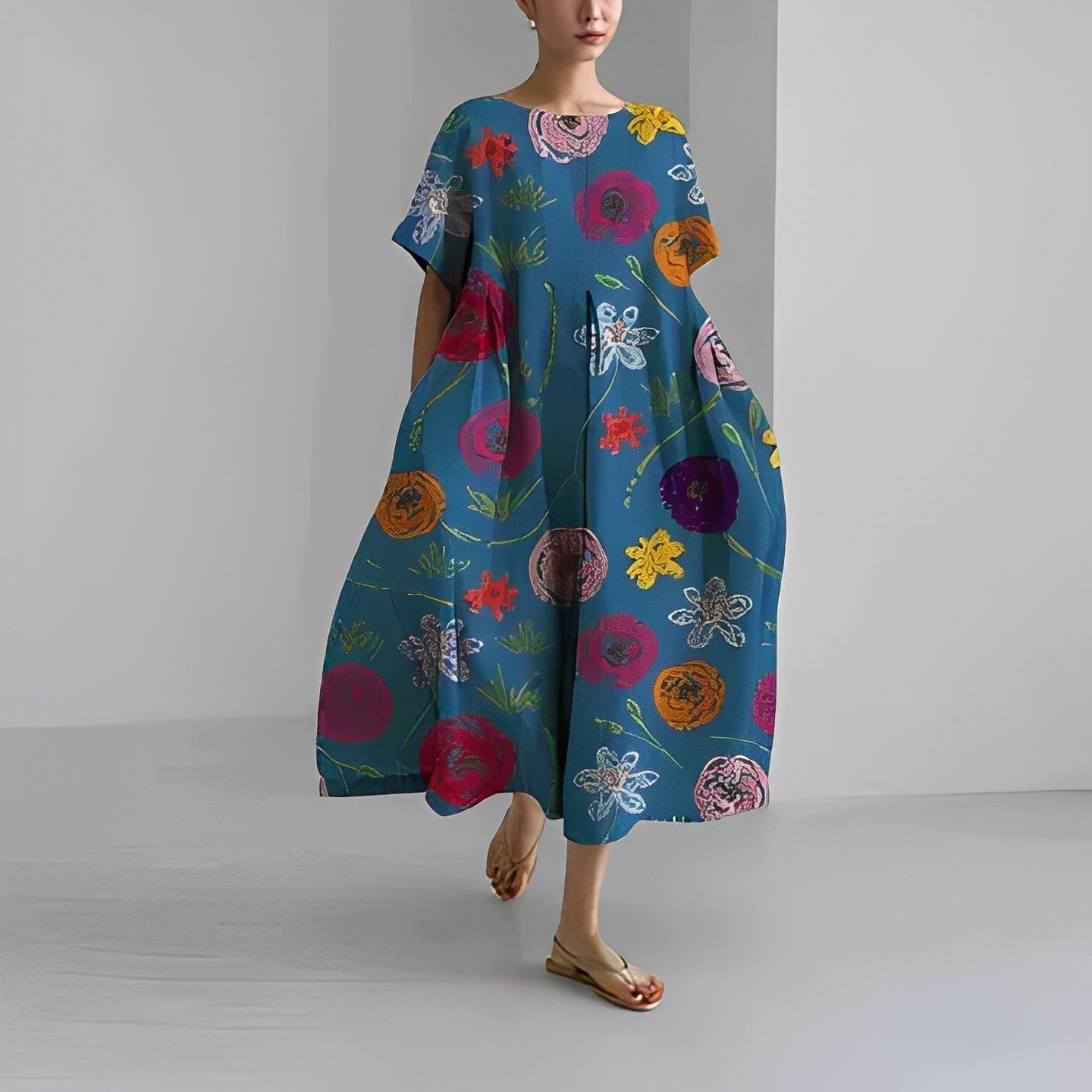 Selina™  Boho Floral Loose Dress