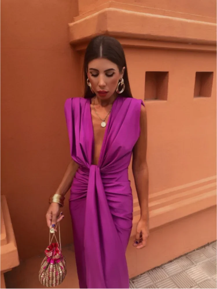 Katida™  Party Dress with Deep V-neck