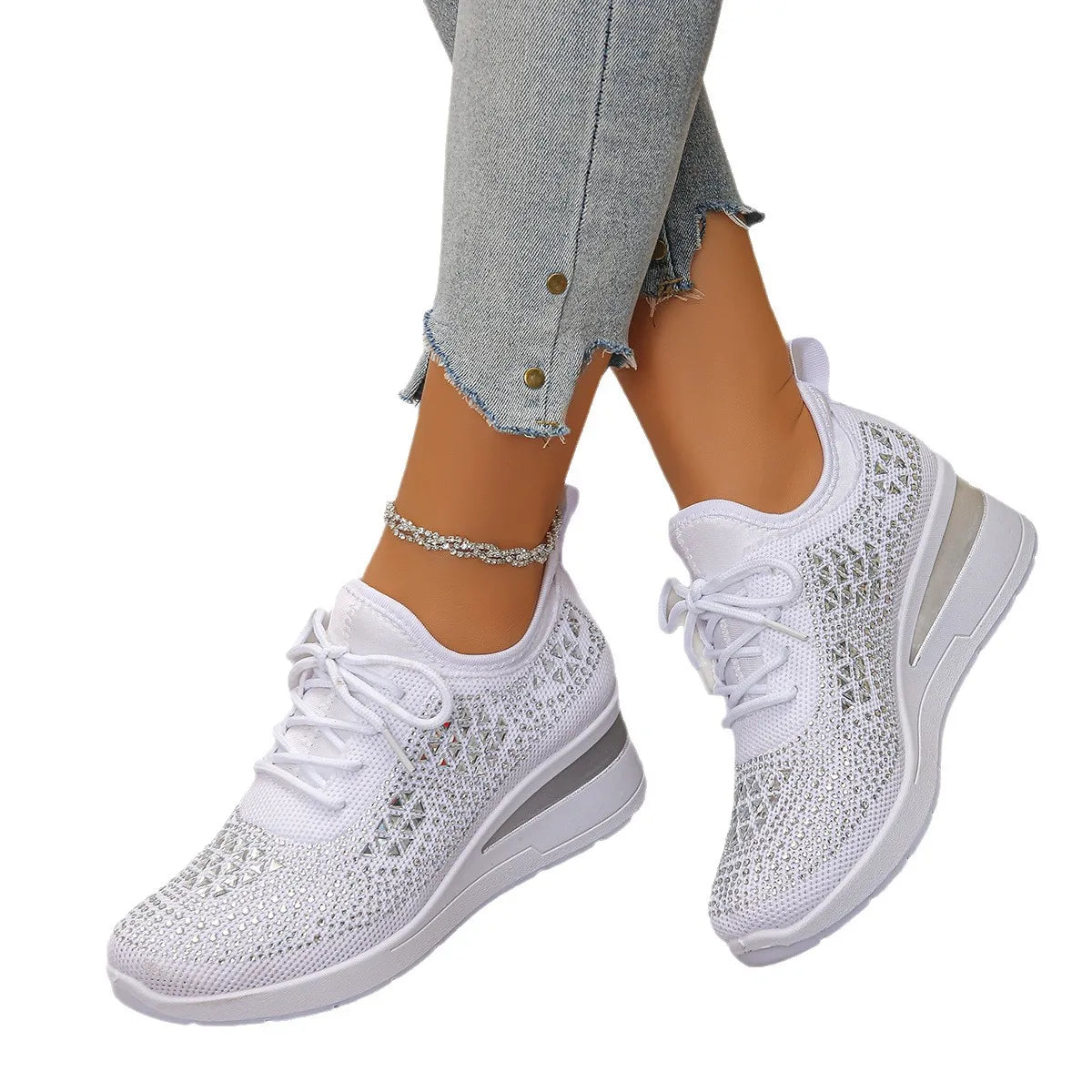 Shiny Rhinestone Women's Sneakers
