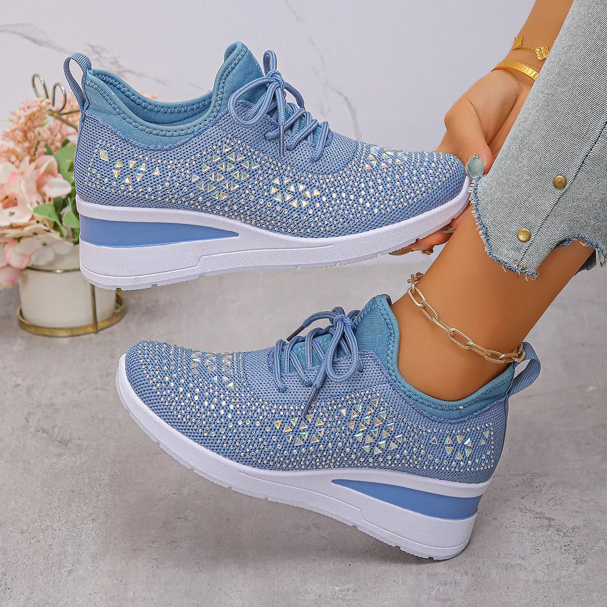 Shiny Rhinestone Women's Sneakers