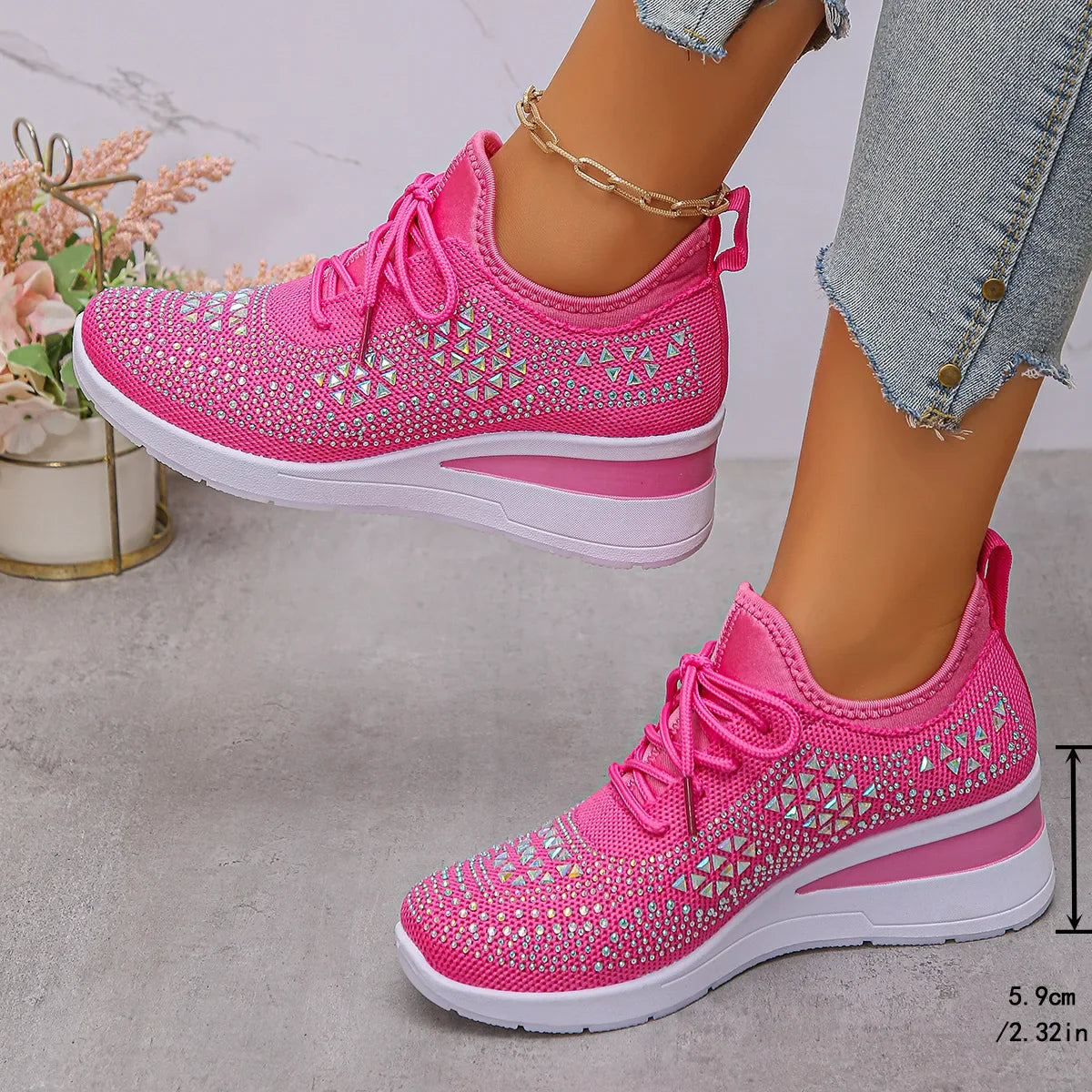 Shiny Rhinestone Women's Sneakers