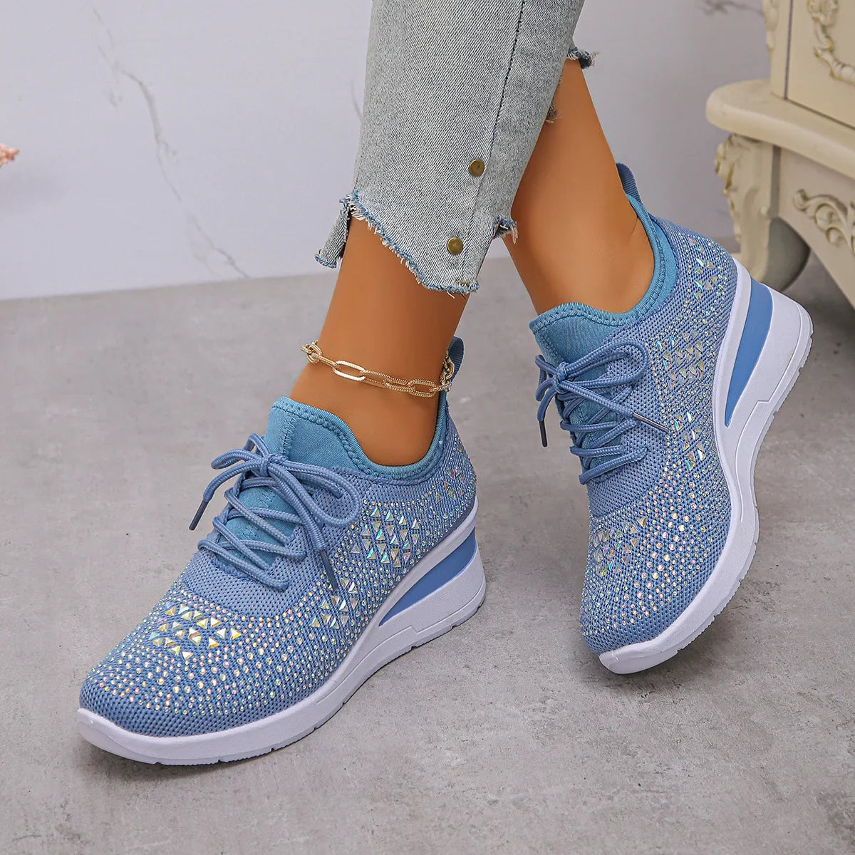 Shiny Rhinestone Women's Sneakers