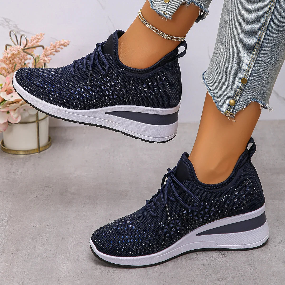 Shiny Rhinestone Women's Sneakers