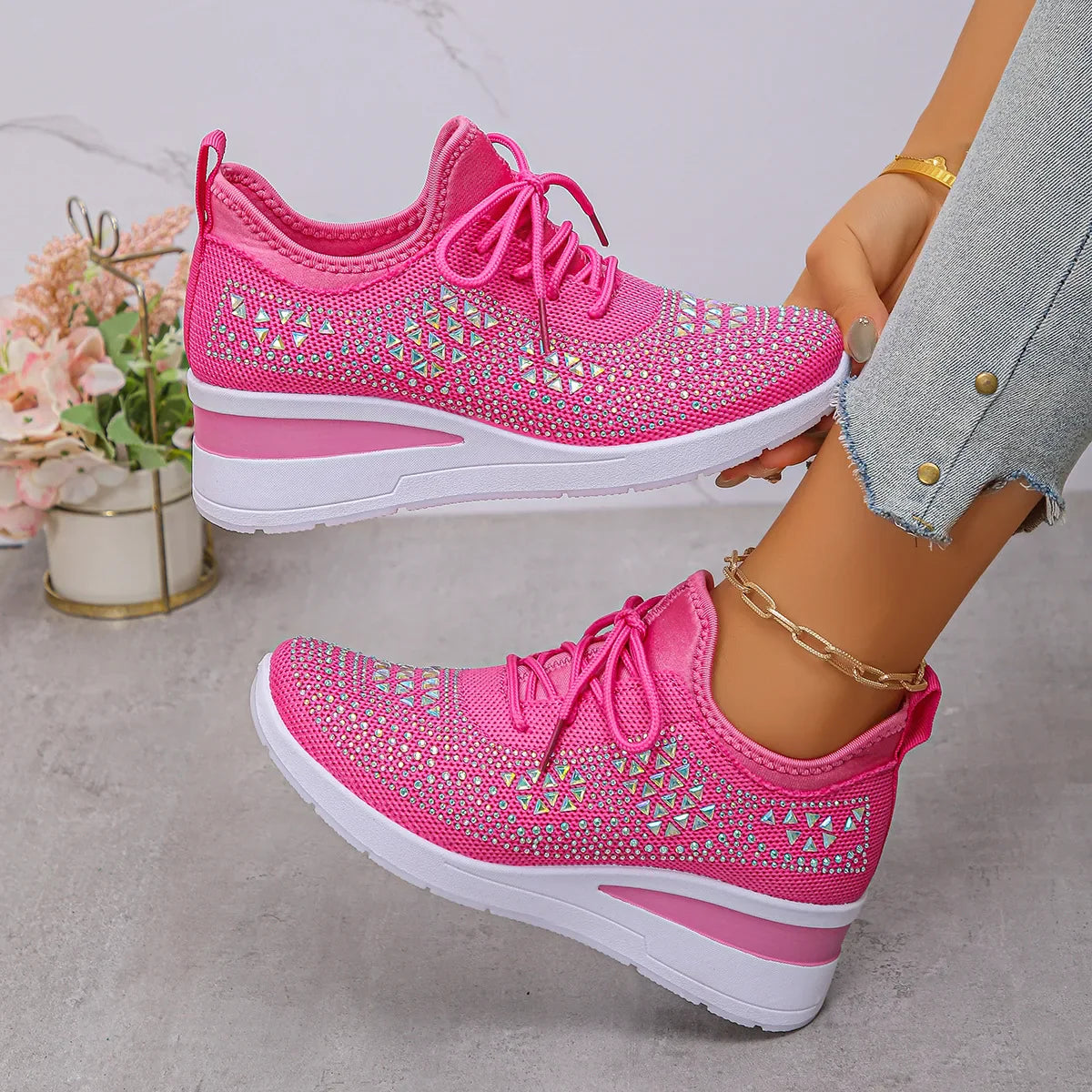 Shiny Rhinestone Women's Sneakers