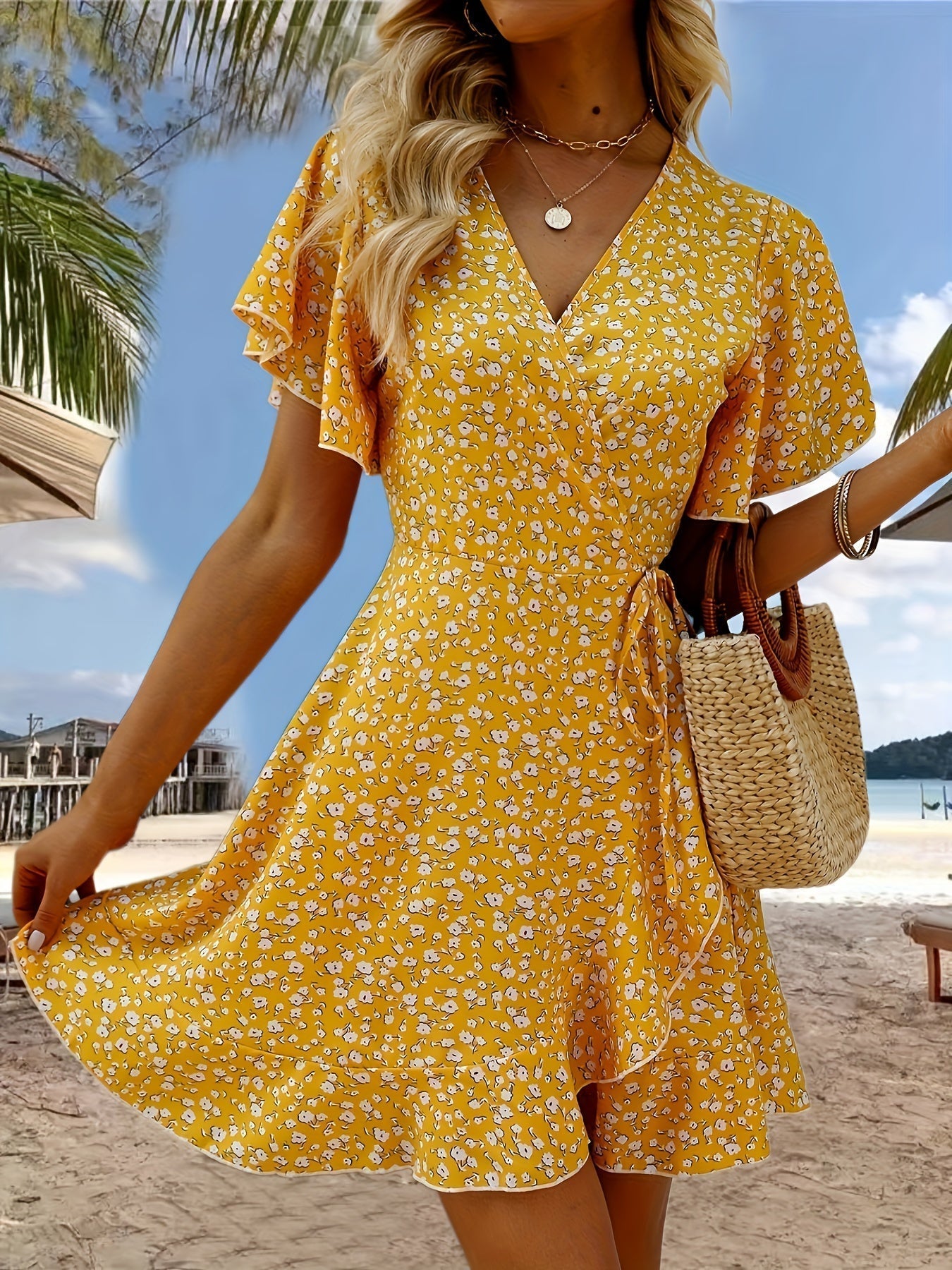 Modern™ Amy Floral Print V-neck Dress