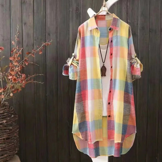 Caelie™  Elegant Block Pattern Blouse Dress