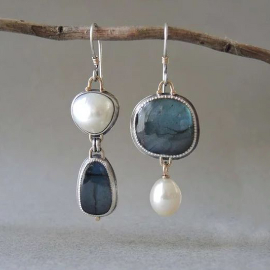 Rosa™ Vintage Blue Natural Stone Earrings
